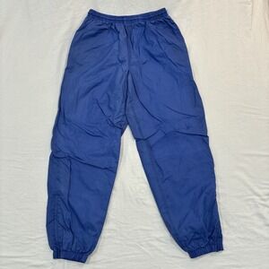 Athletech Mens Track Pants Blue Lined Zip Ankle Windbreaker Joggers Nylon Medium